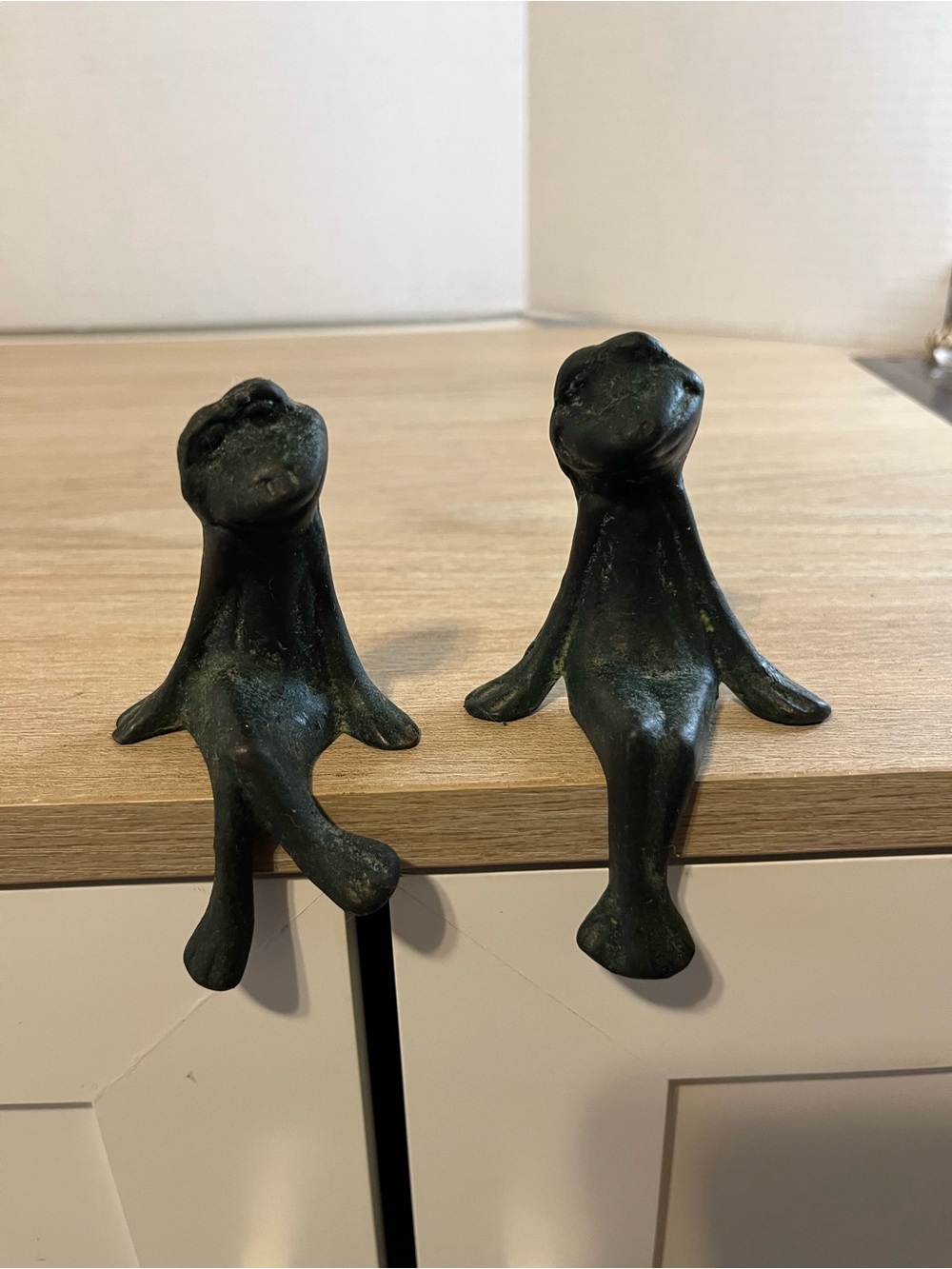 Courting Frog Figurines for Shelf and Mantel Decor Cast Brass